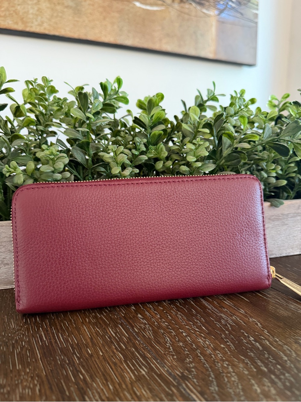 Michael Kors Burgundy Jet Set Continental Zip-Around Leather Wallet Large - Picture 2 of 5